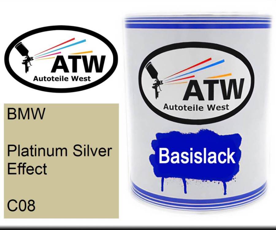 BMW, Platinum Silver Effect, C08: 1L Lackdose, von ATW Autoteile West.